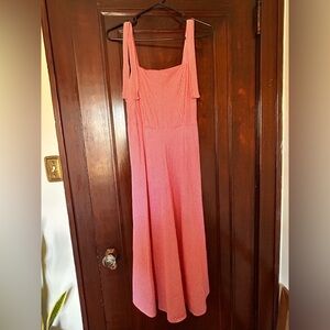 Red gingham midi dress